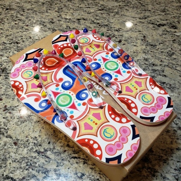 NEW Christian Louboutin Loubi Studded Flip Flop Size 35 - Picture 10 of 13